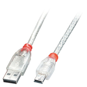 41783 cable USB USB 2.0 2 m USB A Mini-USB B Transparente