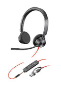 Auriculares estéreo Poly Blackwire 3325 USB-C + Conector de 3,5 mm + Adaptador USB-C/A
