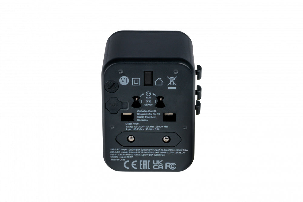 49544 adaptador de enchufe eléctrico Universal Negro