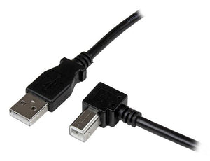 Cable Adaptador USB 1m para Impresora Acodado - 1x USB A Macho - 1x USB B Macho en Ángulo Derecho