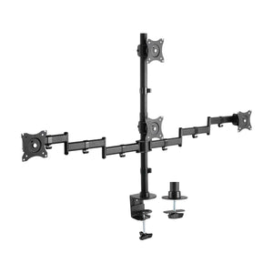 Soporte de Mesa Eco Giratorio e Inclinable para 4 Monitores 8kg (4 Pivotes, 2 Brazos) de 13"-27", Negro