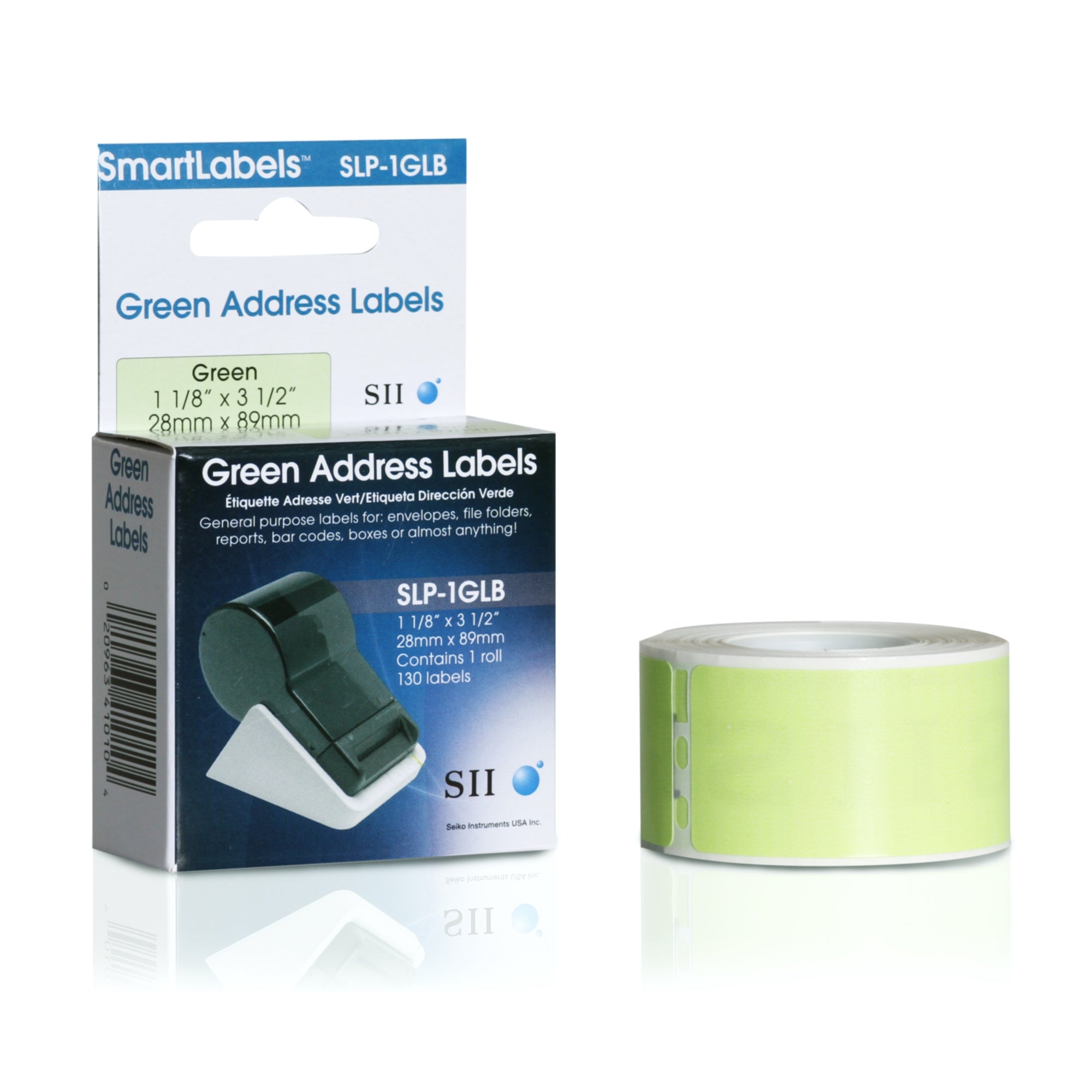 SLP-1GLB Verde Etiqueta para impresora autoadhesiva