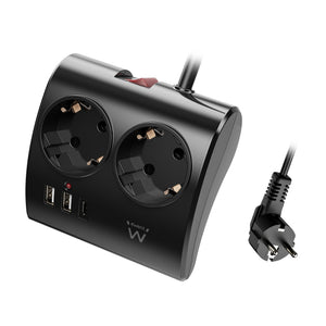 EW3871 base múltiple 1,5 m 3 salidas AC Interior Negro