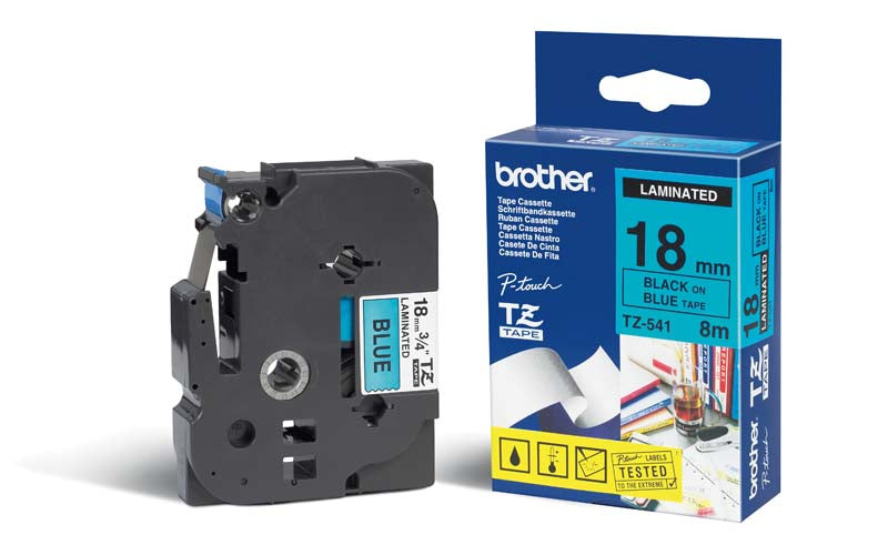 TZ-541 cinta para impresora de etiquetas Negro sobre azul