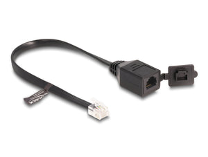 Cable RJ12 macho a RJ12 hembra con tapa protectora 20 cm negro