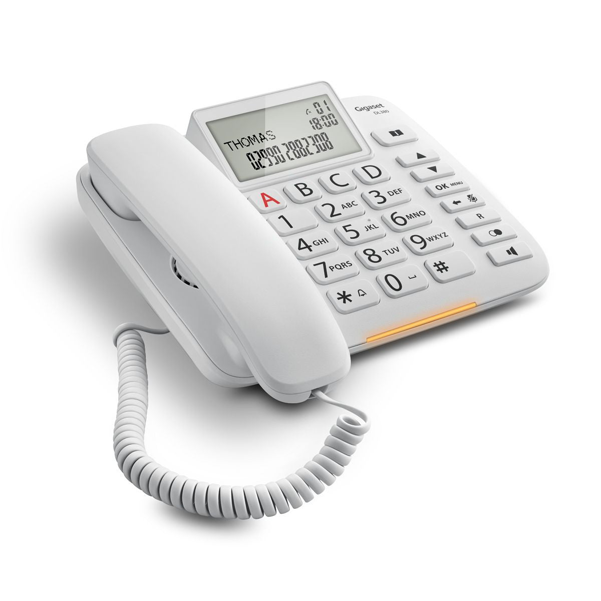 DL380 Teléfono analógico Blanco Identificador de llamadas