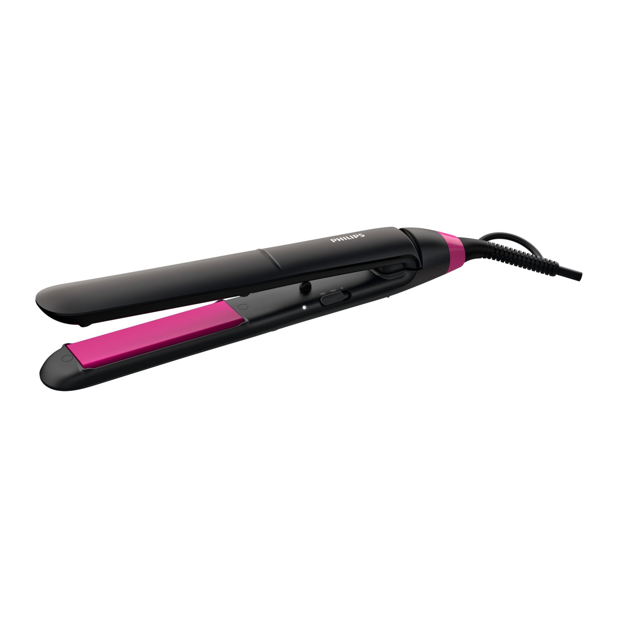 StraightCare Essential BHS375/00 Utensilio de peinado Cepillo alisador Caliente Negro, Rosa 1,8 m