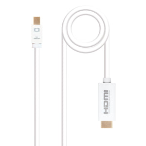 Cable conversor Mini DP a HDMI, Mini DP/M - HDMI/M, Blanco, 2.0 M
