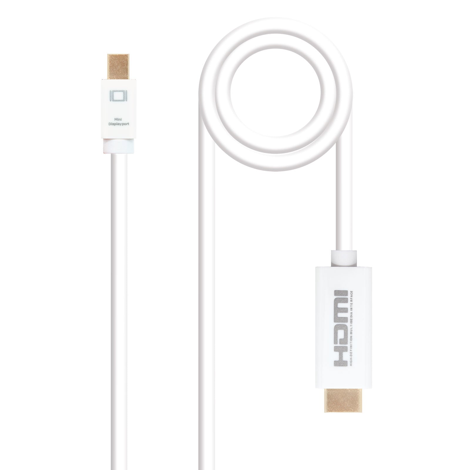 Cable conversor Mini DP a HDMI, Mini DP/M - HDMI/M, Blanco, 2.0 M