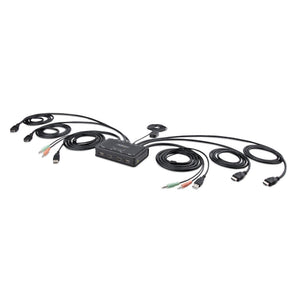 Cable Switch Conmutador KVM de 2 Puertos HDMI - 4K60 - Cables Integrados de 1,5m USB-A/HDMI/Audio - Alimentado por el Bus - Conmutado con Teclas de Acceso Rápido