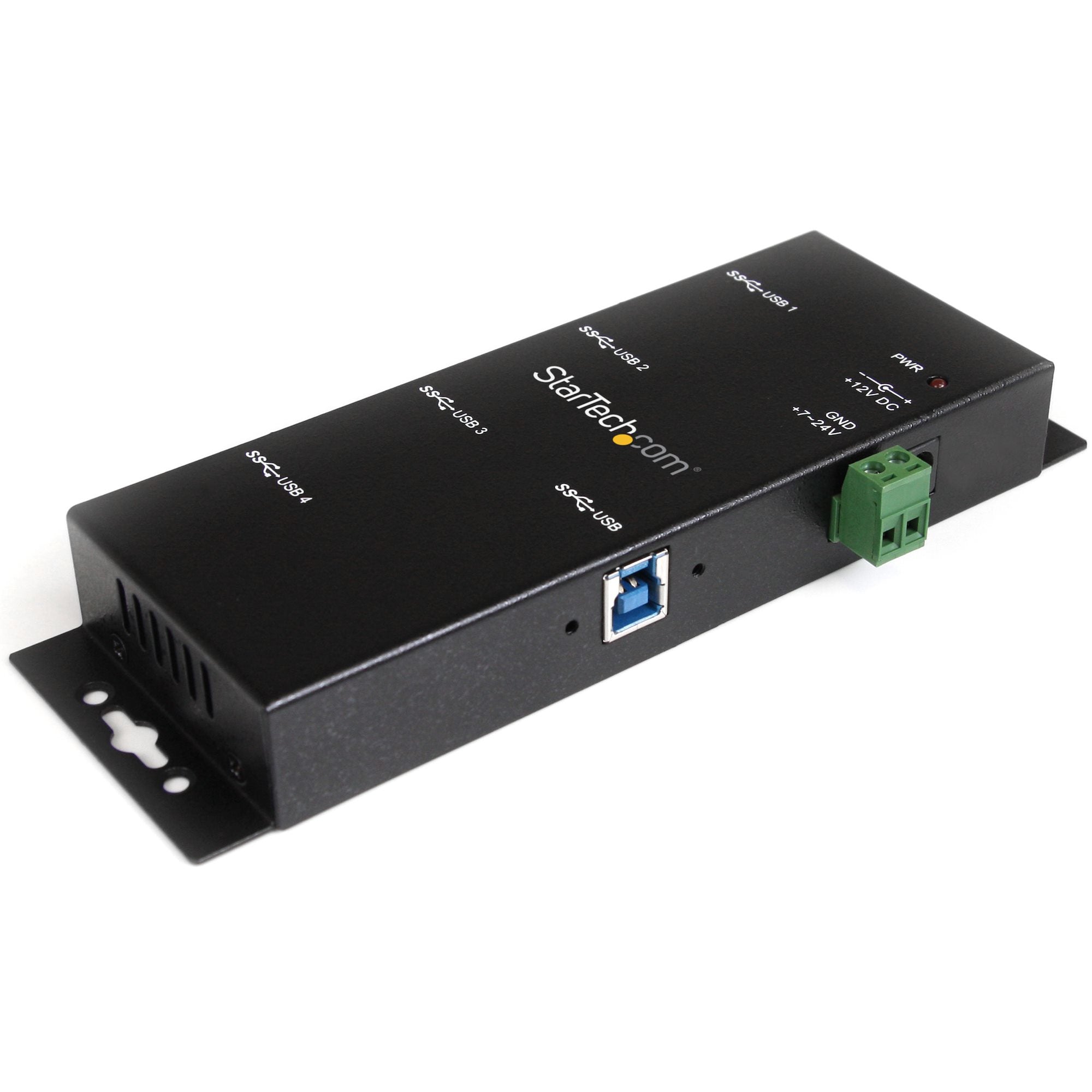 Hub Concentrador USB 3.0 de 4 Puertos - 5Gbps - Ladrón USB-A Industrial de Metal - de Montaje en Carril DIN, Pared o Escritorio - Hub de Expansión TAA