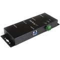 Hub Concentrador USB 3.0 de 4 Puertos - 5Gbps - Ladrón USB-A Industrial de Metal - de Montaje en Carril DIN, Pared o Escritorio - Hub de Expansión TAA