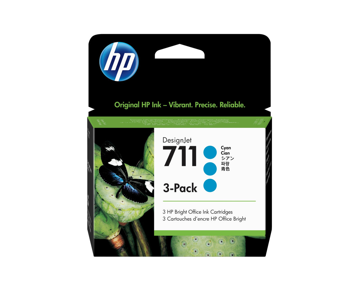 Pack de ahorro de 3 cartuchos de tinta DesignJet 711 cian de 29 ml