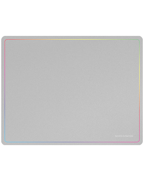 MMP124, Alfombrilla Gaming 360x260mm, Diseño de Bordes Rainbow, Base Antideslizante de Caucho Natural, Superficie Nanotextil de Alta Precisión, Alfombrilla de Ratón Flexible, Blanco