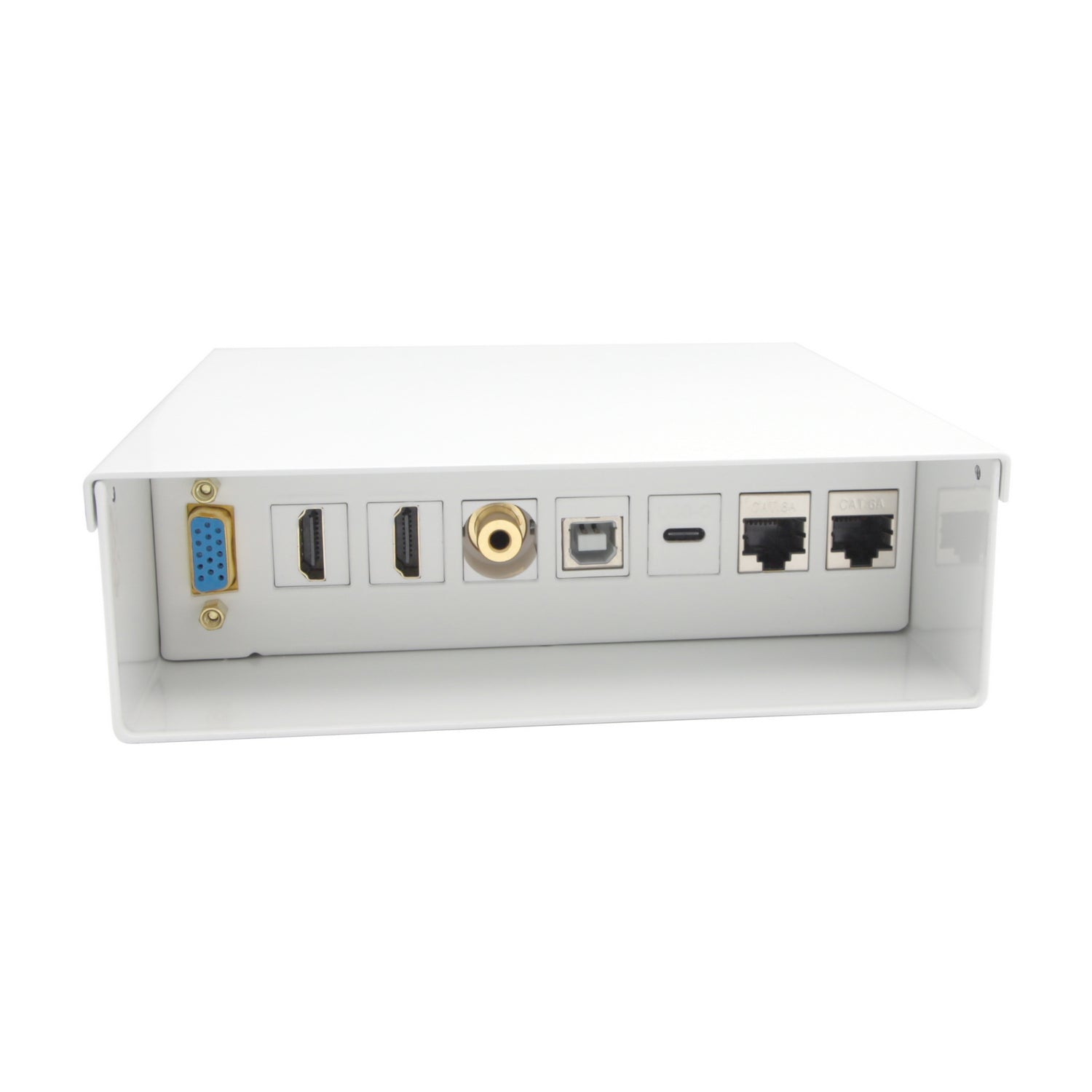 Caja de Conexiones VGA+JACK3.5+2xHDMI+1xUSB-C+1xUSB-B+2xRJ45 Cat.6A STP, Blanco