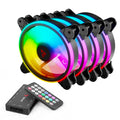 FAN-01 4-pack 120mm ARGB fan including controller and remote control Carcasa del ordenador Ventilador 12 cm Negro 4 pieza(s)