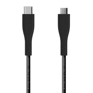 Cable USB 2.0 3A, tipo USB C/M - micro B/M, Negro, 2.0 m