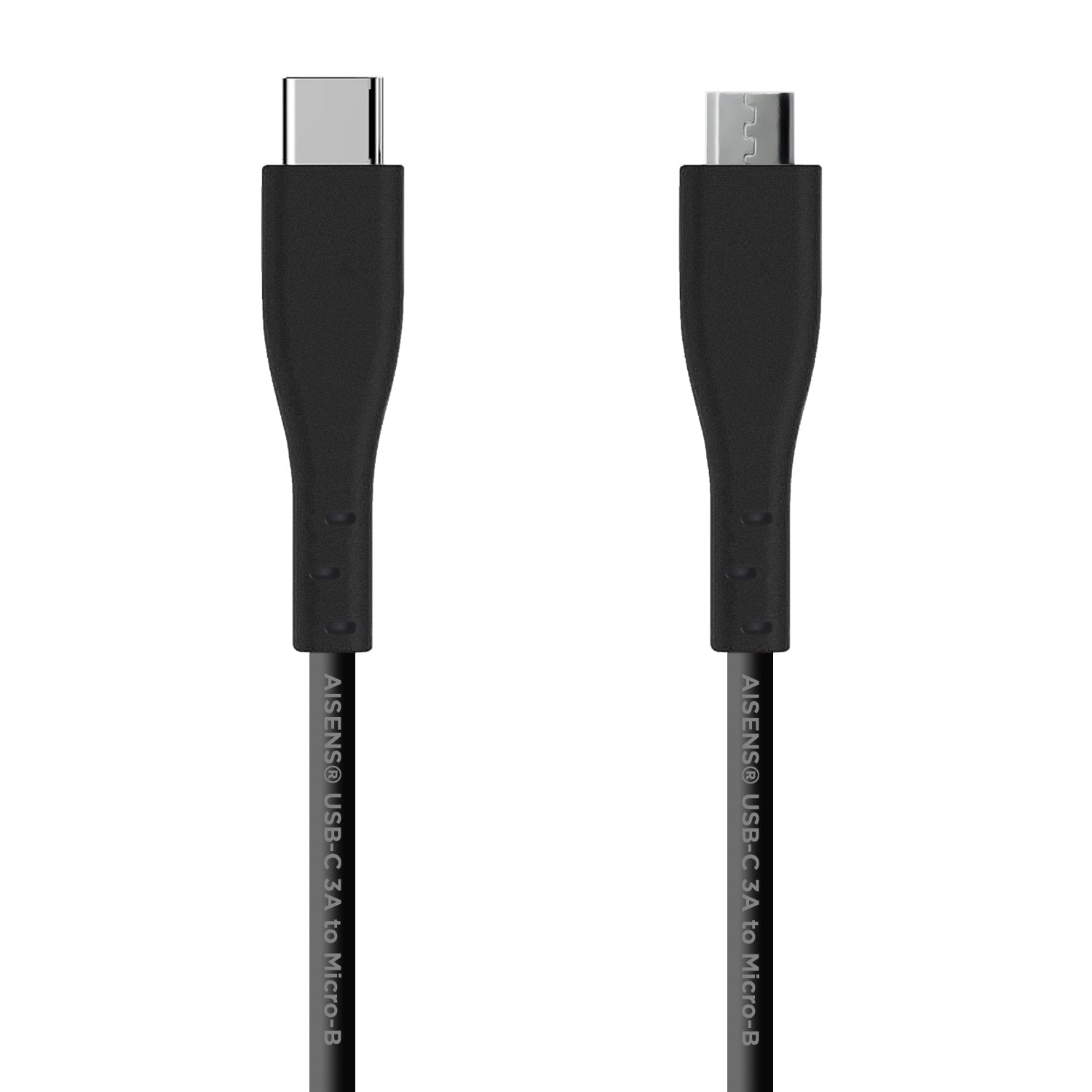 Cable USB 2.0 3A, tipo USB C/M - micro B/M, Negro, 2.0 m
