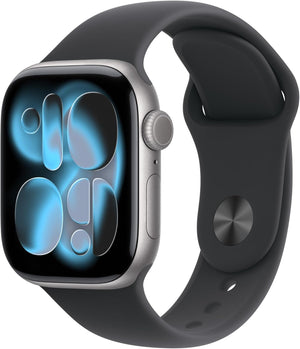 Apple Watch Series 11/ GPS/ Cellular/ 42mm/ Gris Espacial/ Correa Deportiva Negra (M/L)