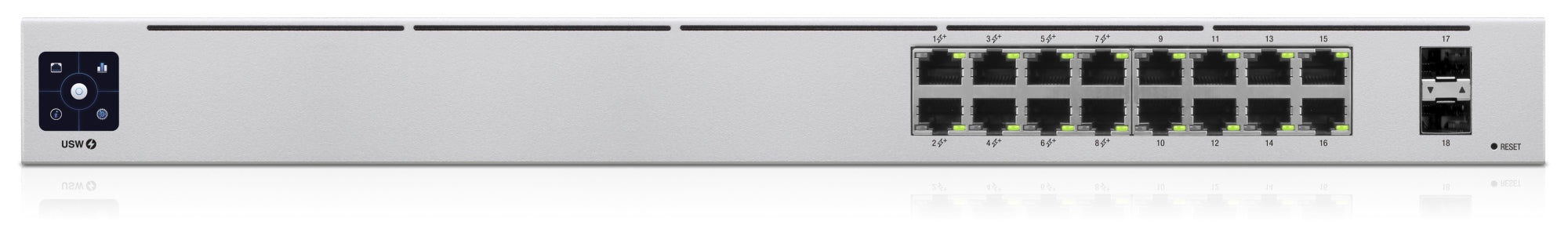 UniFi 16-Port PoE Gestionado L2/L3 Gigabit Ethernet (10/100/1000) Energía sobre Ethernet (PoE) 1U Plata
