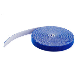 Bobina de 7,6m de Gancho y Bucle - Tiras Reutilizables de Gancho y Bucle - Cinta Sujetacables - Envolturas Ajustables de Tela para Gestión de Cableado - Azul