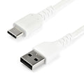 Cable de Carga USB-A a USB-C de 1m - Cable de Carga Rápida y Sincronización USB 2.0 de Servicio Pesado - Cable de Datos USB 2.0- Resistente con Fibra de Aramida - M/M - 3A - Blanco