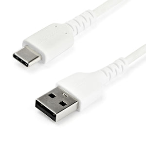 Cable de Carga USB-A a USB-C de 1m - Cable de Carga Rápida y Sincronización USB 2.0 de Servicio Pesado - Cable de Datos USB 2.0- Resistente con Fibra de Aramida - M/M - 3A - Blanco
