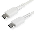 Cable de 2m de Carga USB C - de Carga Rápida y Sincronización USB 2.0 Tipo C a USB C para Portátiles - Revestimiento TPE de Fibra de Aramida M/M 60W Blanco - iPad Pro Surface