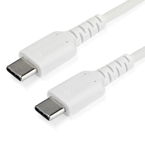 Cable de 2m de Carga USB C - de Carga Rápida y Sincronización USB 2.0 Tipo C a USB C para Portátiles - Revestimiento TPE de Fibra de Aramida M/M 60W Blanco - iPad Pro Surface