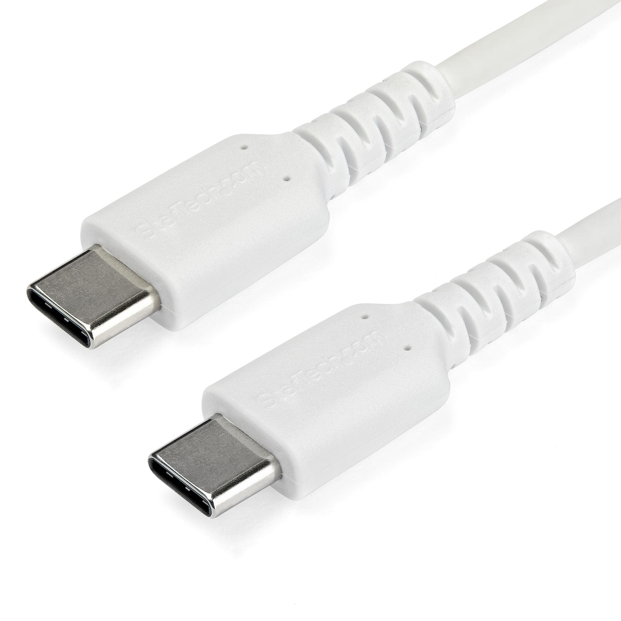 Cable de 2m de Carga USB C - de Carga Rápida y Sincronización USB 2.0 Tipo C a USB C para Portátiles - Revestimiento TPE de Fibra de Aramida M/M 60W Blanco - iPad Pro Surface