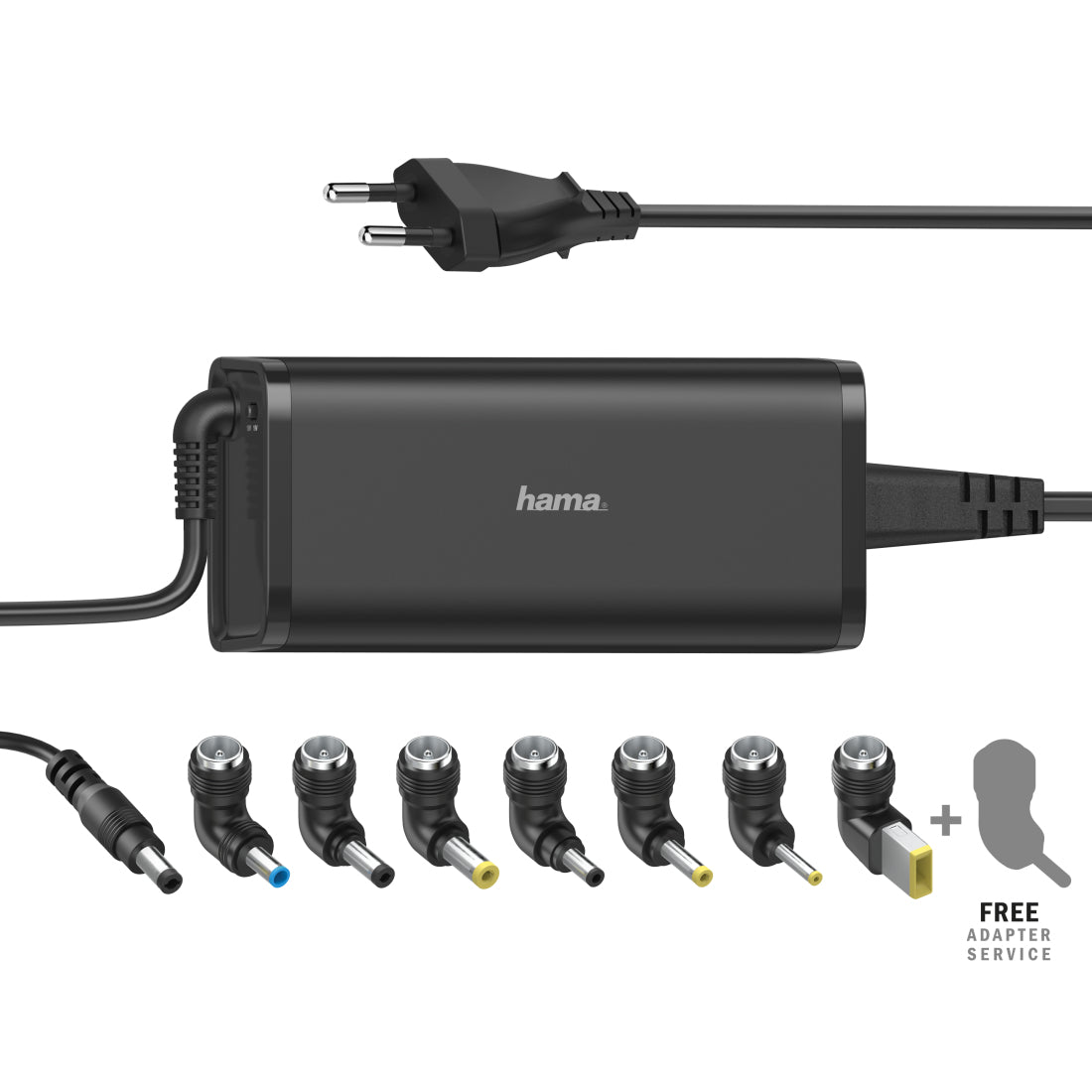 Cargador universal portátil con 8 adaptadores de 15-19V/90W, Color negro