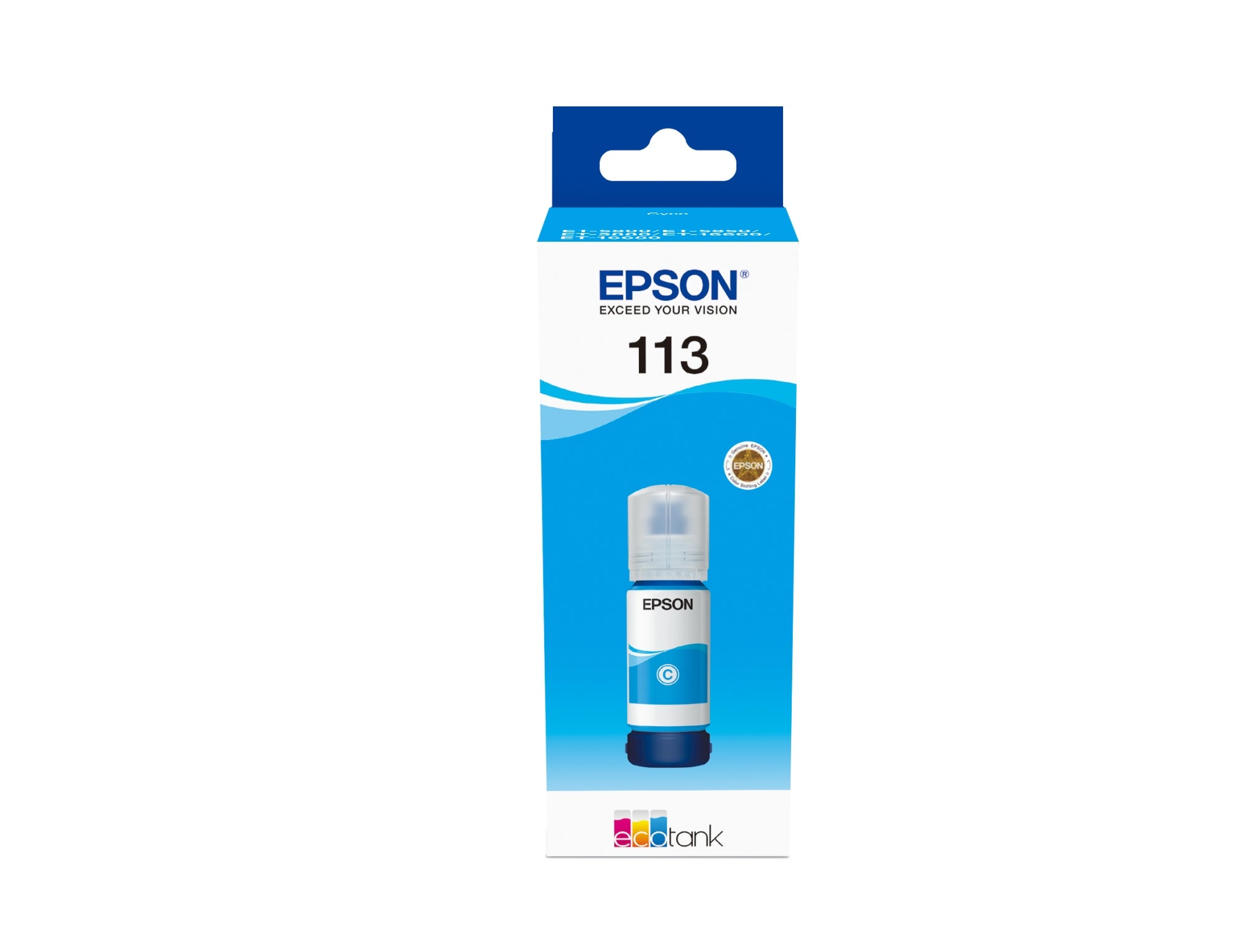 113 EcoTank Pigment Cyan ink bottle