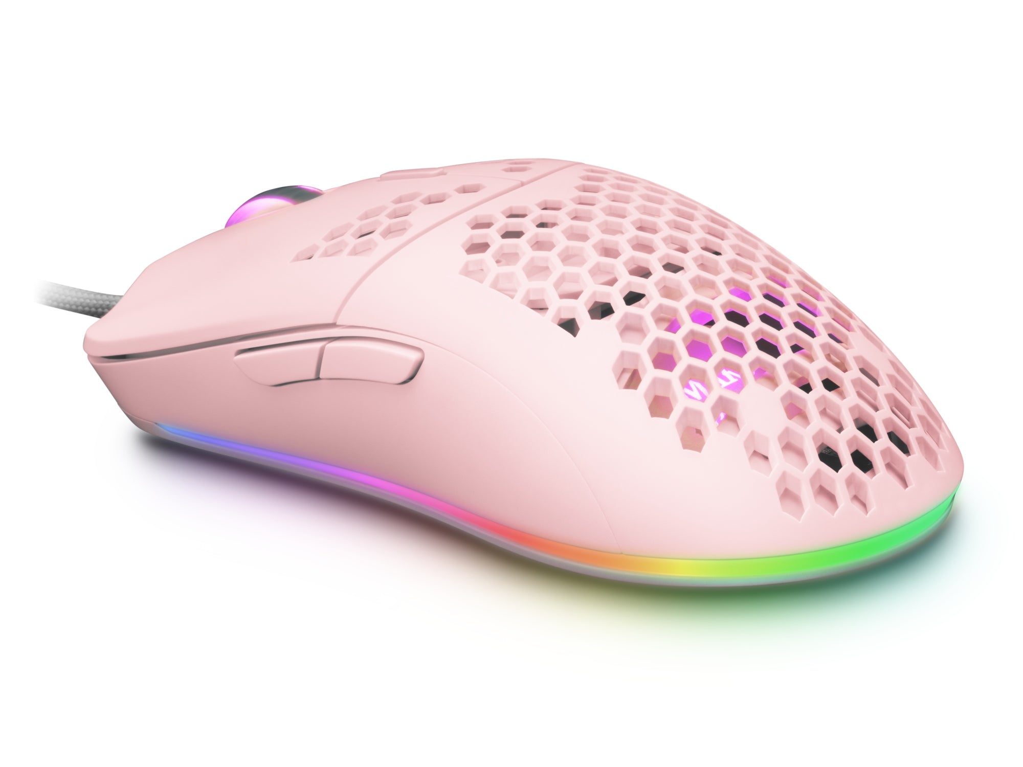 MMAX, Ratón Ultraligero 69g, Óptico 12400DPI, Chroma RGB, Soft, Rosa