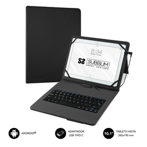 Funda con Teclado Micro USB - USB C KEYTAB PRO USB 10,1" Black