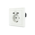 Base de enchufe de pared tipo schuko con 2 tomas USB Max. 2.4A, blanca
