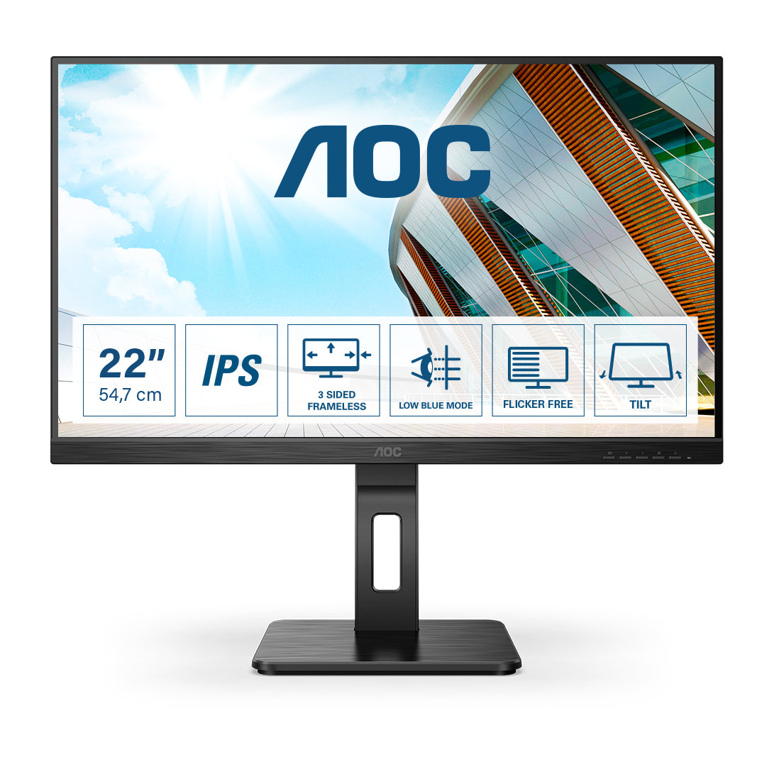 P2 22P2DU pantalla para PC 54,6 cm (21.5") 1920 x 1080 Pixeles Full HD LED Negro