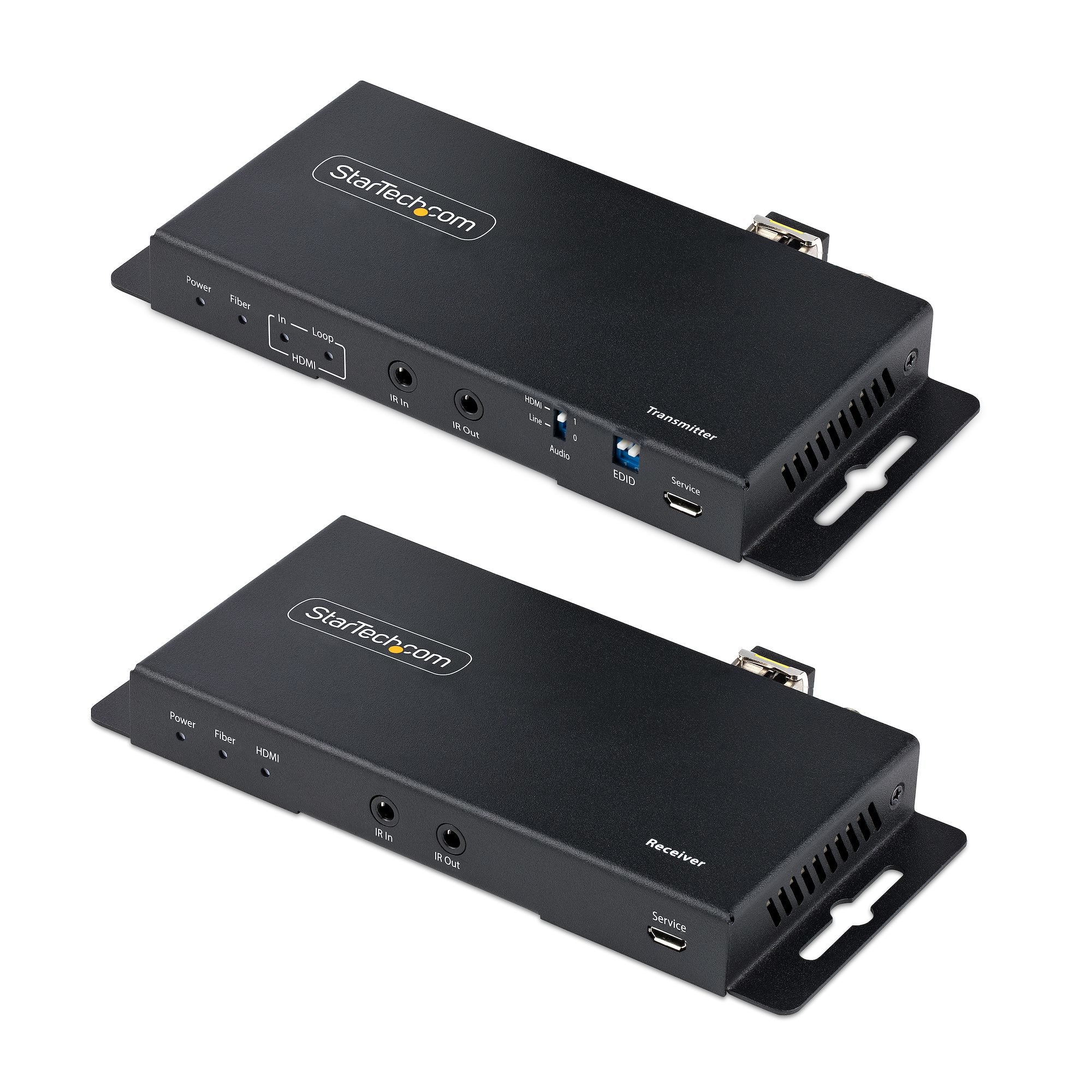 Juego Extensor de HDMI 4K por Fibra - 4K a 60Hz hasta 1km (Monomodo) o 330m (Multimodo) - Fibra Óptica LC - HDR - HDCP - Alargador de Audio/RS232/IR - Receptor Transmisor