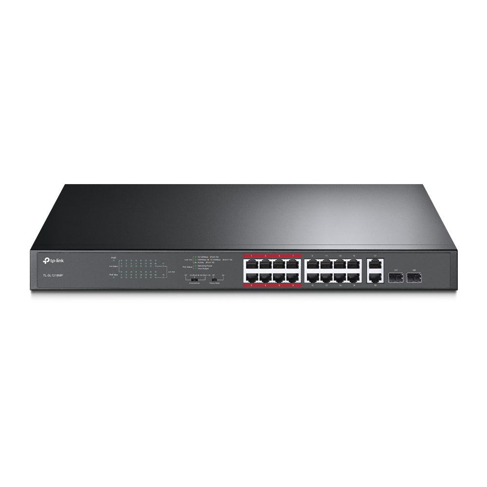 TL-SL1218MP No administrado Gigabit Ethernet (10/100/1000) Energía sobre Ethernet (PoE) 1U Negro