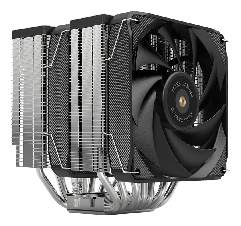MCPU-XU9, Disipador CPU Doble Torre, TDP 400W, 2x Ventiladores de Aspas Híbridas y Rodamiento FDB de Cobre Hiperbalanceado, 9 Heatpipes Tecnología BPH ULTRA, Multisocket Universal, Negro
