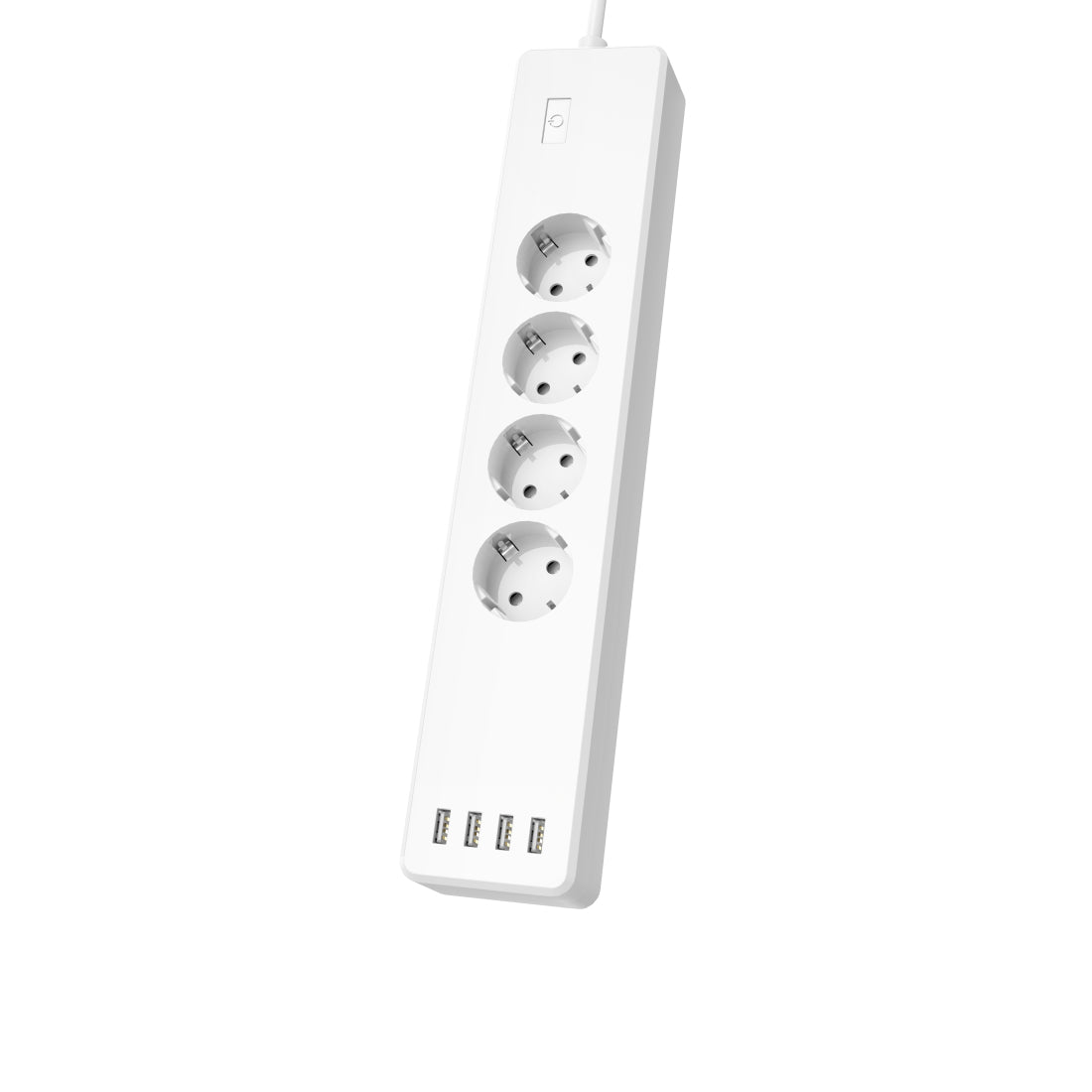 Regleta Inteligente WiFi con 4 enchufes y 4 USB (Enchufe múltiple sin hub/Gateway, con USB, 4 enchufes, con protección contra sobrecarga, Control por aplicación y Voz, 10 A), Color Blanco