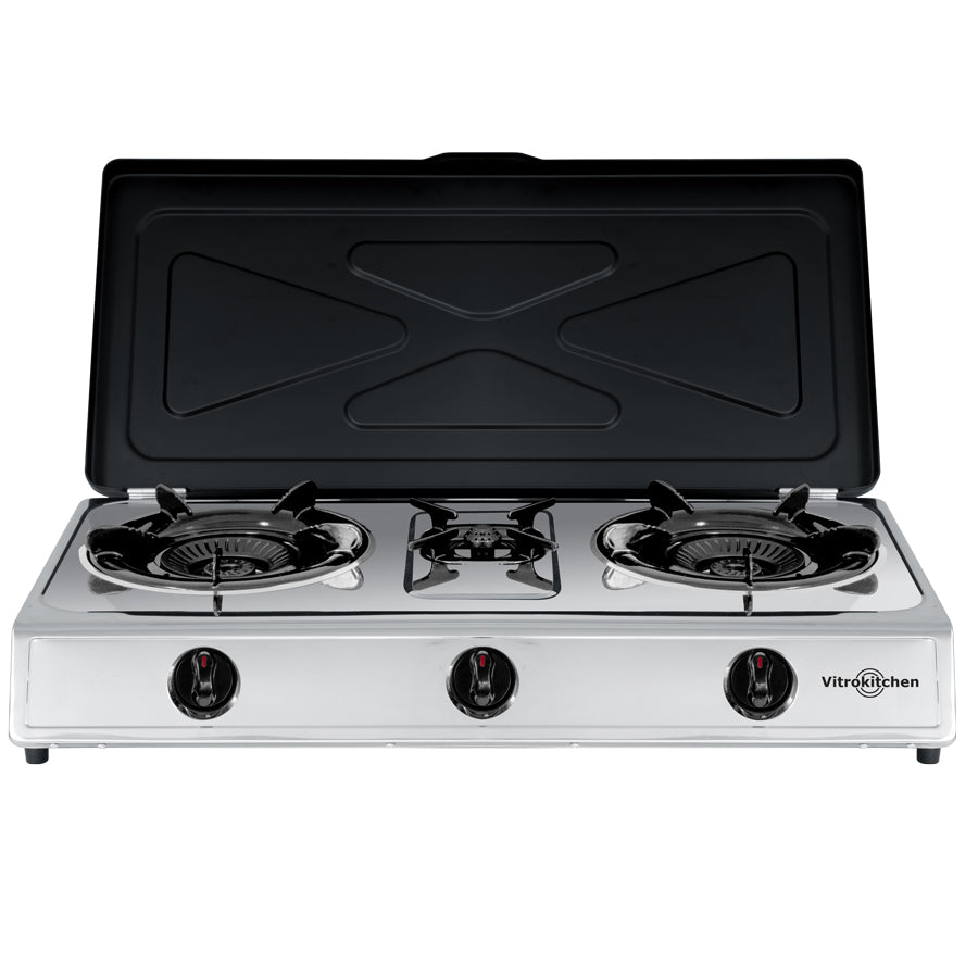 360IB hobs Negro, Acero inoxidable Encimera Encimera de gas 3 zona(s)