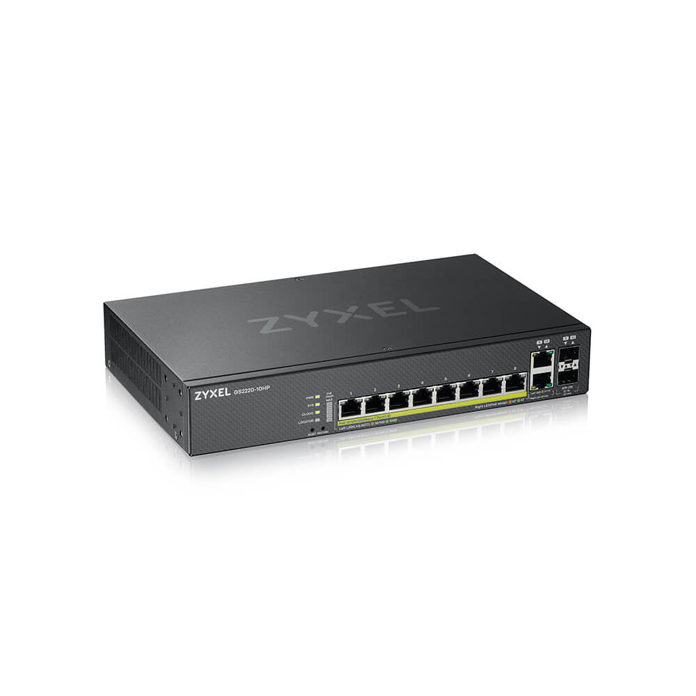GS2220-10HP-EU0101F switch Gestionado L2 Gigabit Ethernet (10/100/1000) Energía sobre Ethernet (PoE) Negro