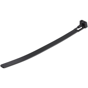 Bridas reutilizables de 15cm para cables - 7 mm de ancho, 35 mm de diámetro, soportan 22 kg de tensión, de nylon, para interior/ext., 94V-2/UL, paquete de 100 - negras