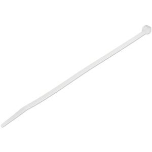 Bridas de 20cm para cables - 4 mm de ancho, 55 mm de diámetro, soportan 22 kg de tensión, de nylon, cierre automático y punta curva, 94V-2/UL, paquete de 100 - blancas