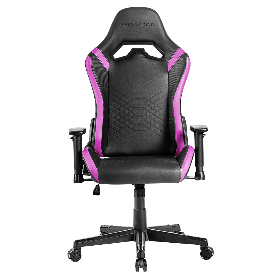 MGC-PRO, Silla Gaming Profesional, Acabado Cuero PU, Reposabrazos 2D y Respaldo Reclinable 135°, Cojines Lumbar y Cervical Soft-Touch, Ruedas XL y Pistón Gas Clase 4, Morado
