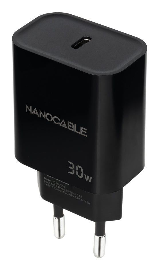 Cargador USB-C PD 30W, Negro
