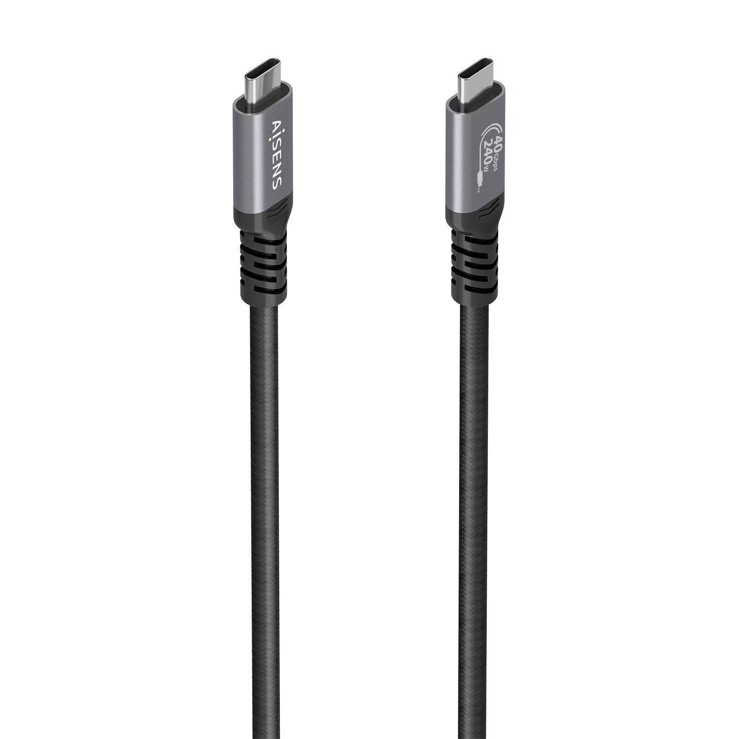 Cable USB4 Gen3x2 Aluminio 40Gbps 8K@60Hz 5A 48V 240W E-Mark, Tipo USB-C/M-USB-C/M, Negro, 2.0m