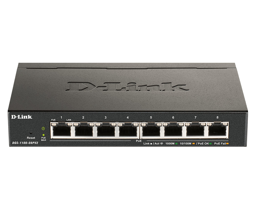 DGS-1100-08PV2 Gestionado L2/L3 Gigabit Ethernet (10/100/1000) Energía sobre Ethernet (PoE) Negro