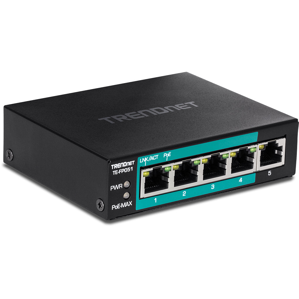 TE-FP051 switch No administrado Fast Ethernet (10/100) Energía sobre Ethernet (PoE) Negro