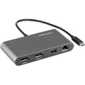 Mini Dock Thunderbolt - Docking Station Portátil para 2 Monitores con DP 4K 60Hz, 1x Hub USB-A (USB 5 Gbps), GbE - Cable de 28cm - Adaptador Multipuertos TB Mac/Windows sin Controladores